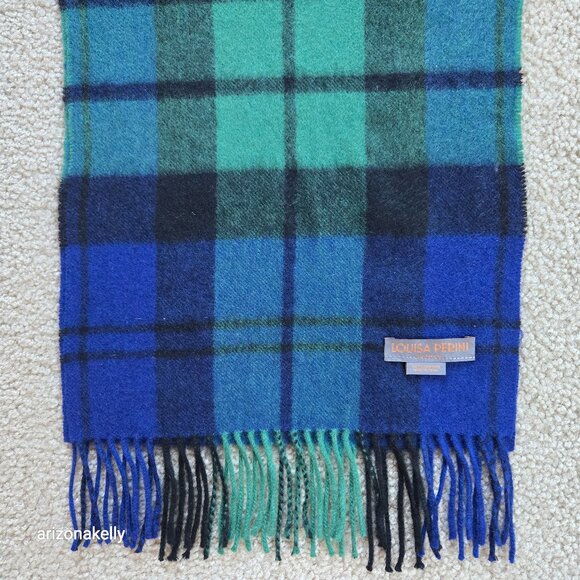 Louisa Perini Accessories - Louisa Perini Blue Green Cashmere Fringe Scarf